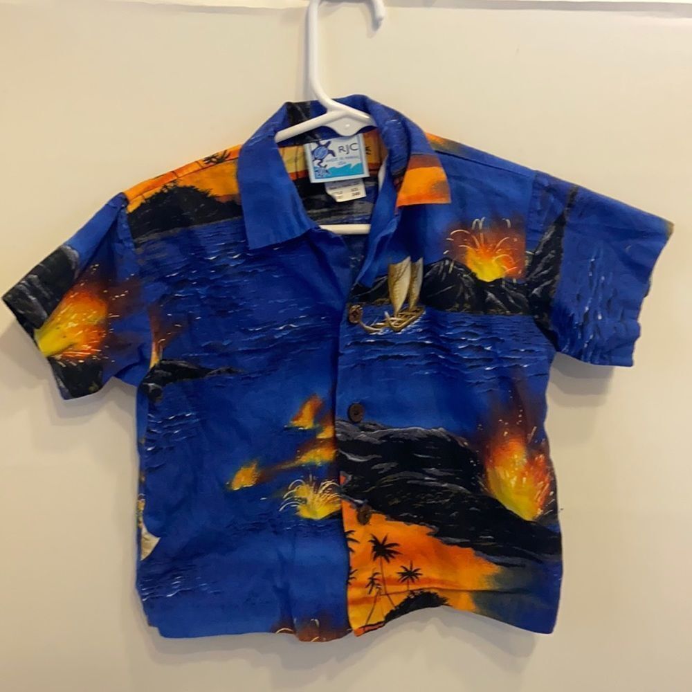 RJC Hawaiian‎ shirt 24m boys blue made USA